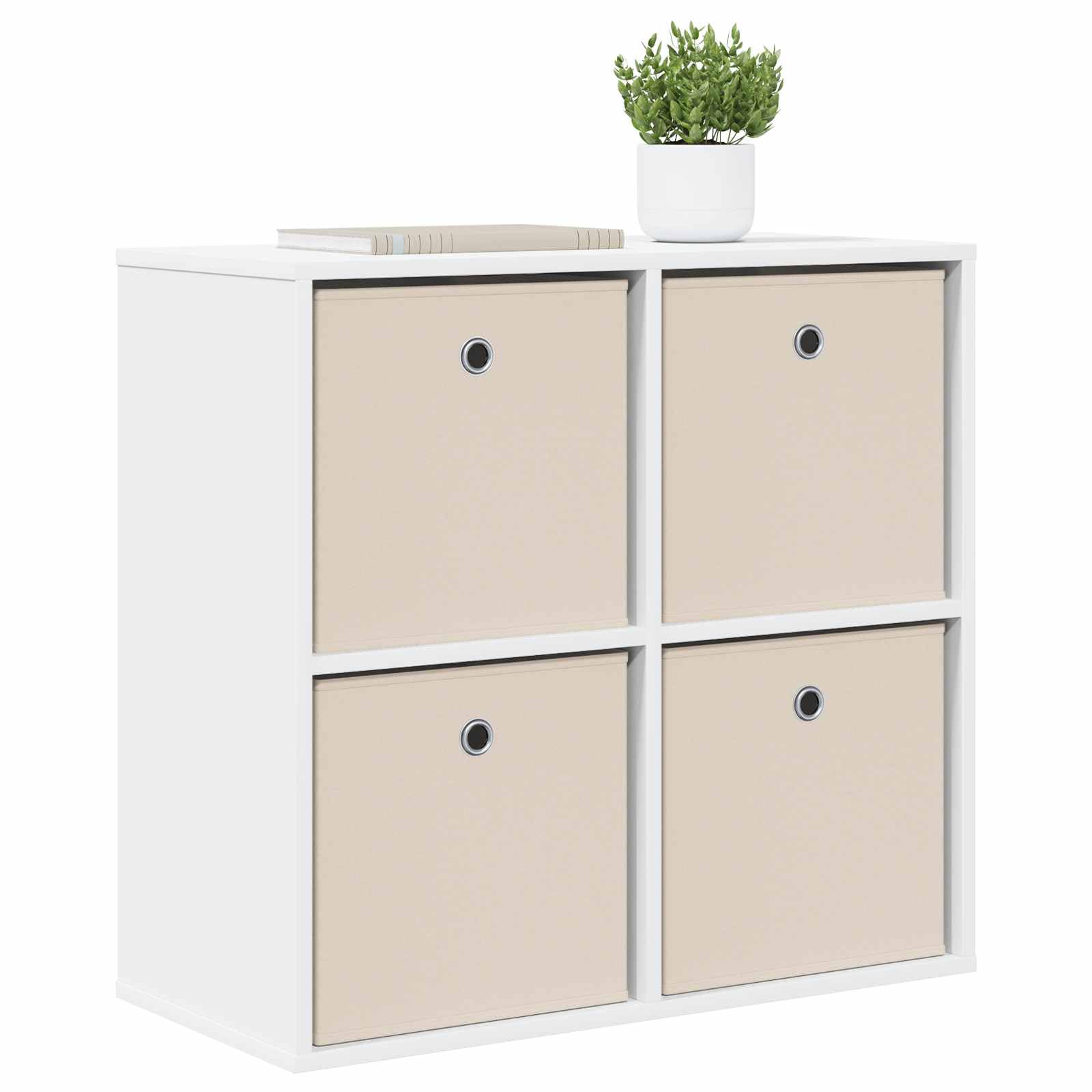 Credenza bianca 68,5 x 32 x 67 cm con 4 cassetti, per soggiorno, sala da pranzo, ufficio, moderna, salvaspazio, scaffale, organizer
