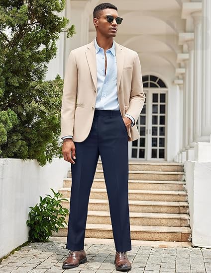 Image of CB-COLEBROOK Luxury PV Stretchable Classic Casual Pants for Men | Stylish Ankle Fit Men's Wear Premium Trousers for Office or Party | Mens Fashion Dress Trouser with 4 Pockets & Suit Pant's