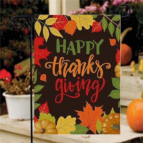 Happy-Thanksgiving-Flag-12-x-18-Double-Sided-Pumpkins-Fall-Maple-Leaves-Give-Thanks-Burlap-Small-House-Flag-for-Outdoor-Lawn-Garden-Decor-WD004 Happy Thanksgiving Flag 12 x 18 Double Sided Pumpkins Fall Maple Leaves Give Thanks Burlap Small House Flag for Outdoor Lawn Garden Decor WD004