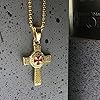 bahamut Knights Templar Cross Pendant Necklace for Men Boys Stainless Steel Vintage Crusader Holy Knight Jewelry with 25 inches Chain (Gold Knight Cross) #2
