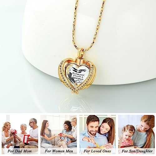 Imrsanl Angel Wing Heart Urn Pendant Necklaces for Women Girls Crystal Birthstone Cremation Jewelry Urns for Human Ashes Memorial Locket Keepsake Jewelry3