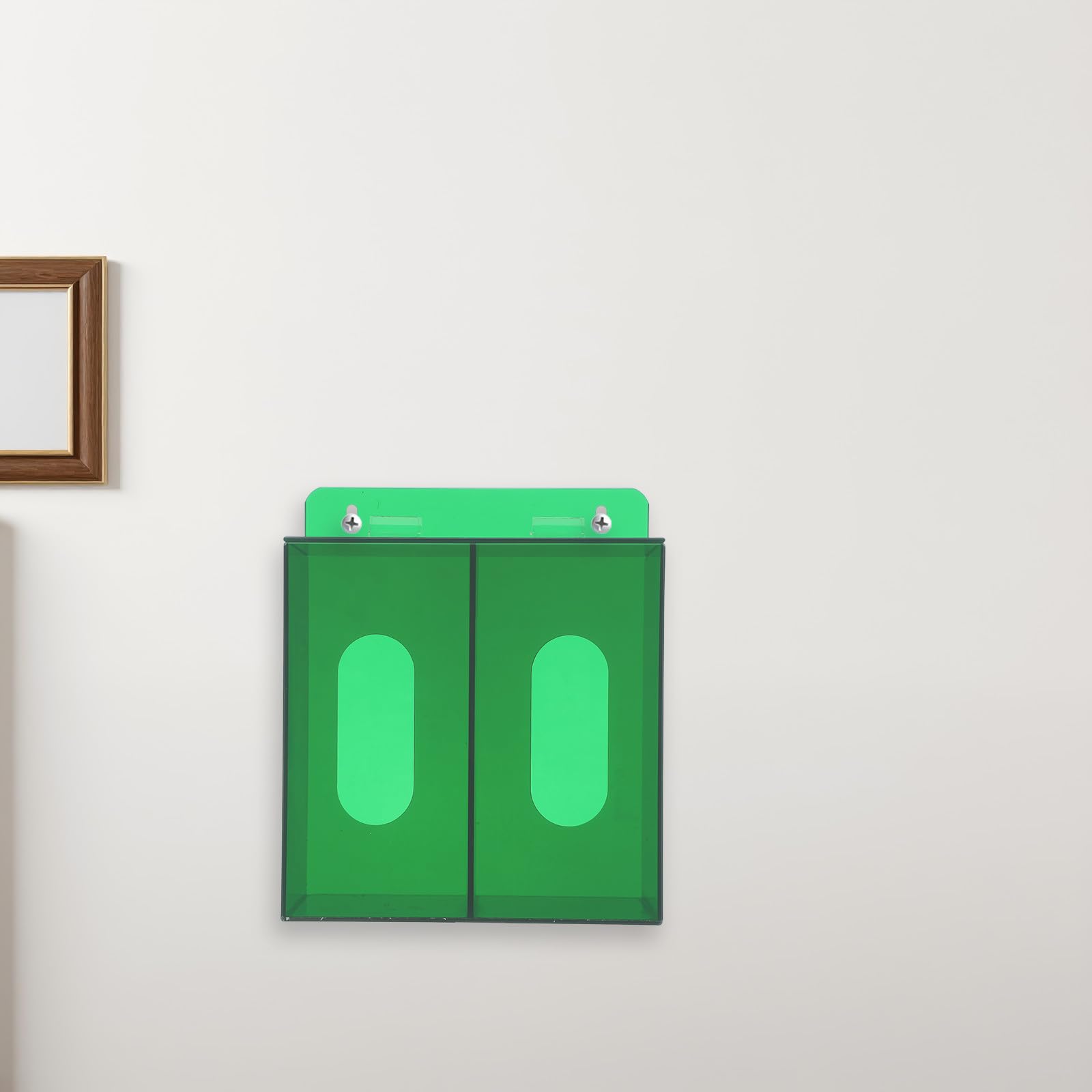 Dispenser da parete per mascherine e guanti - Organizer galleggiante in acrilico con 2 scomparti - Porta mascherine da appendere al muro per casa, ufficio e aula.