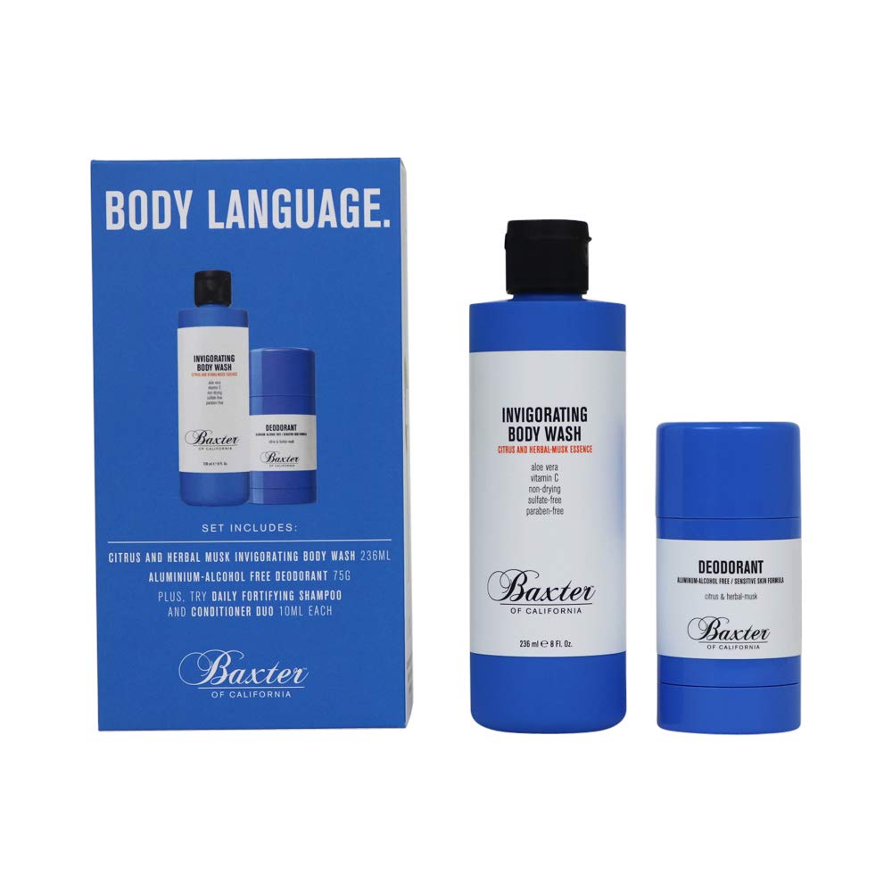 Baxter of California Body Language Men's Grooming Kit - Body Wash, Deodorant Gift Set