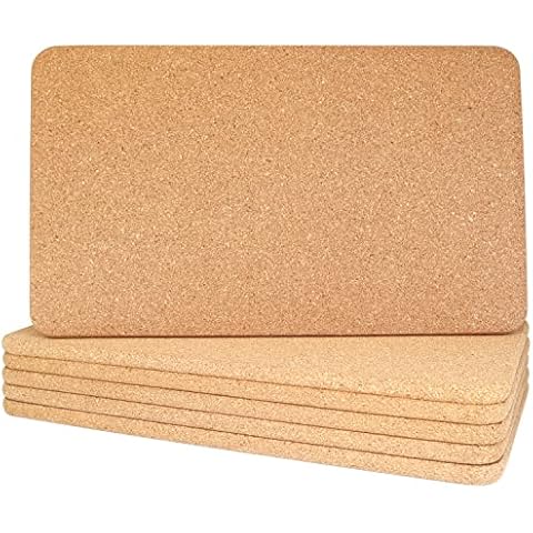 KITLAB Cork Trivet, High Density Fine Particle Thick Cork Trivets for Hot Dishes, 12 x 7 Inch Heat Resistant Cork Coaster, Rectangle Cork Placemats Cork Hot Pads for Kitchen, 6 Pcs Cover
