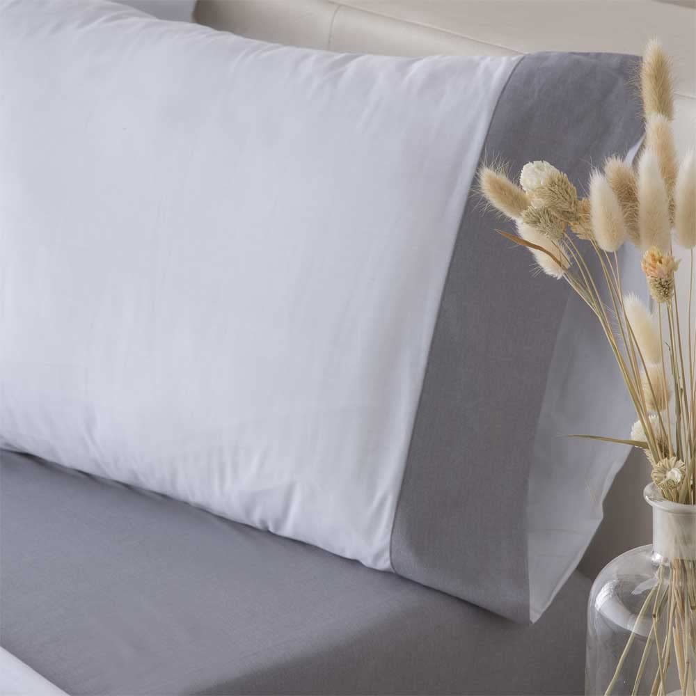 COTTON ARTean Juego sábanas Cama 150 Algodón Orgánico IZKI Gris | Incluye 4 piezas: encimera, bajera ajustable, 2 fundas de almohada. Certificado OEKO-TEX