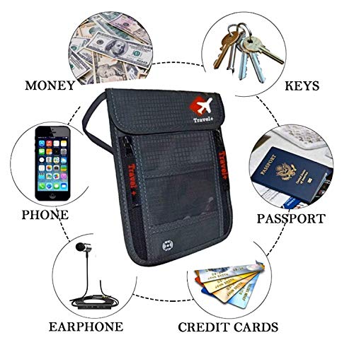 TRAVEL-ANTI-THEFT-PASSPORT-NECK-WALLET-FOR-SAFE-TRAVEL-EXPERIENCE-FOR-MEN-AND-WOMEN-WITH-RFID-BLOCKING-BONUS-LUGGAGE-TAG-BLACK