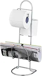 Porta Papel Higienico de Chão com Revisteiro Suporte para 2 Rolos Cromado