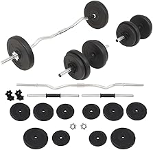 vidaXL Barbell and Dumbbell Set, Free Weight for Home Gym, Barbell Set for Women Men Workout Fitness Weightlifting, Weight Plate Weight Set, 66.1 lb