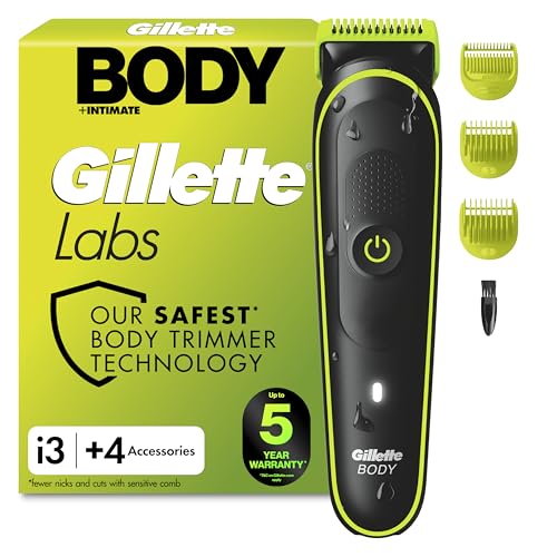 GilletteLabs i3 Body + Intimate Hair Trimmer for Men 2 Body Combs