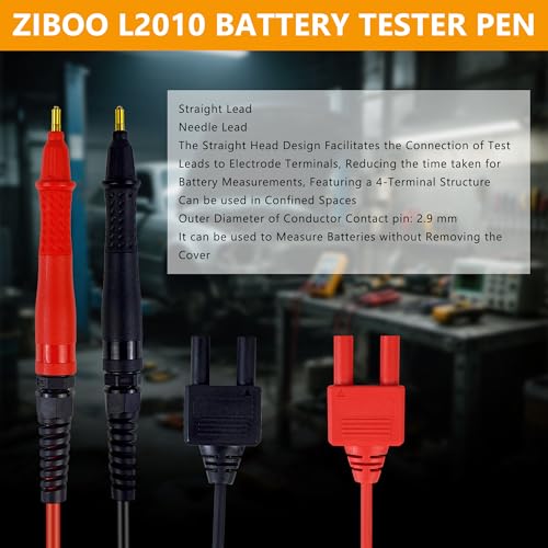 Image of ZIBOO L2010 Pin Type 4 Terminal Probe Compatible with Hioki BT3554,BT3554-01 Battery HiTester,Handheld Battery Tester, Replaceable Probe Tip