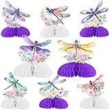 Fangleland 8Pcs Dragonfly Honeycomb Centerpieces, Insect Dragonfly Themed Table Toppers Fly Garden Birthday Baby Bridal Shower Bachelorette Wedding Party Decor Supplies