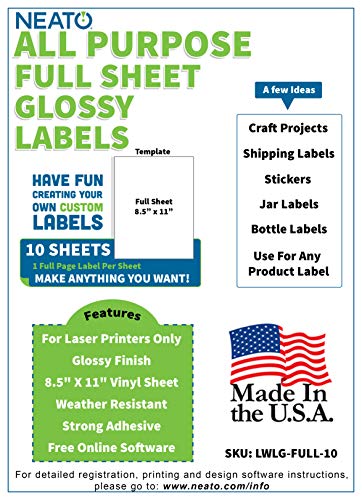 Blank Glossy Label Sheets (8.5