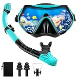 Schnorchelset Erwachsene Trocken mit Maske & Schnorchel Antibeschlag 180°-Panoramablick Schnorchelset Damen Herren zum Schnorcheln Schwimmen Strandurlaub