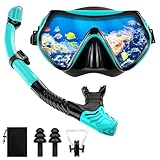 Schnorchelset Erwachsene Trocken mit Maske & Schnorchel Antibeschlag 180°-Panoramablick Schnorchelset Damen Herren zum Schnorcheln Schwimmen Strandurlaub