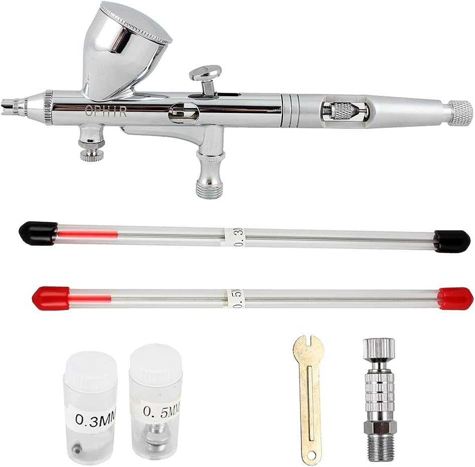 Portable Air Compressor with 3 Nozzle of Airbrush 0.2mm 0.3mm 0.5mm for Craft Shoe Coloring Model Painting Beginner Set