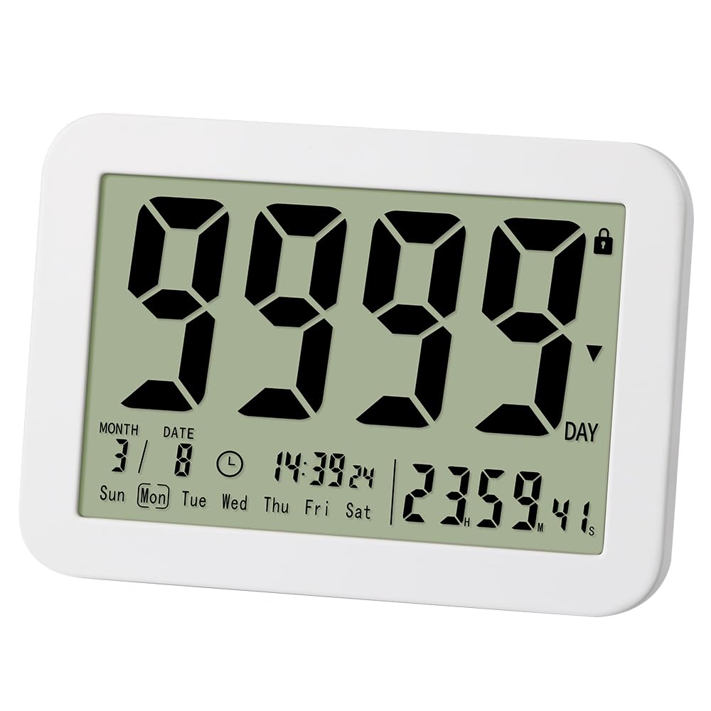 MOSTRUST Digital Countdown Days Timer Clock- 9999 Days Count Down Timer with Stand Strong Magnetic Back for Retirement Wedding Vacation Birthday Exam Lab Kitchen Cooking