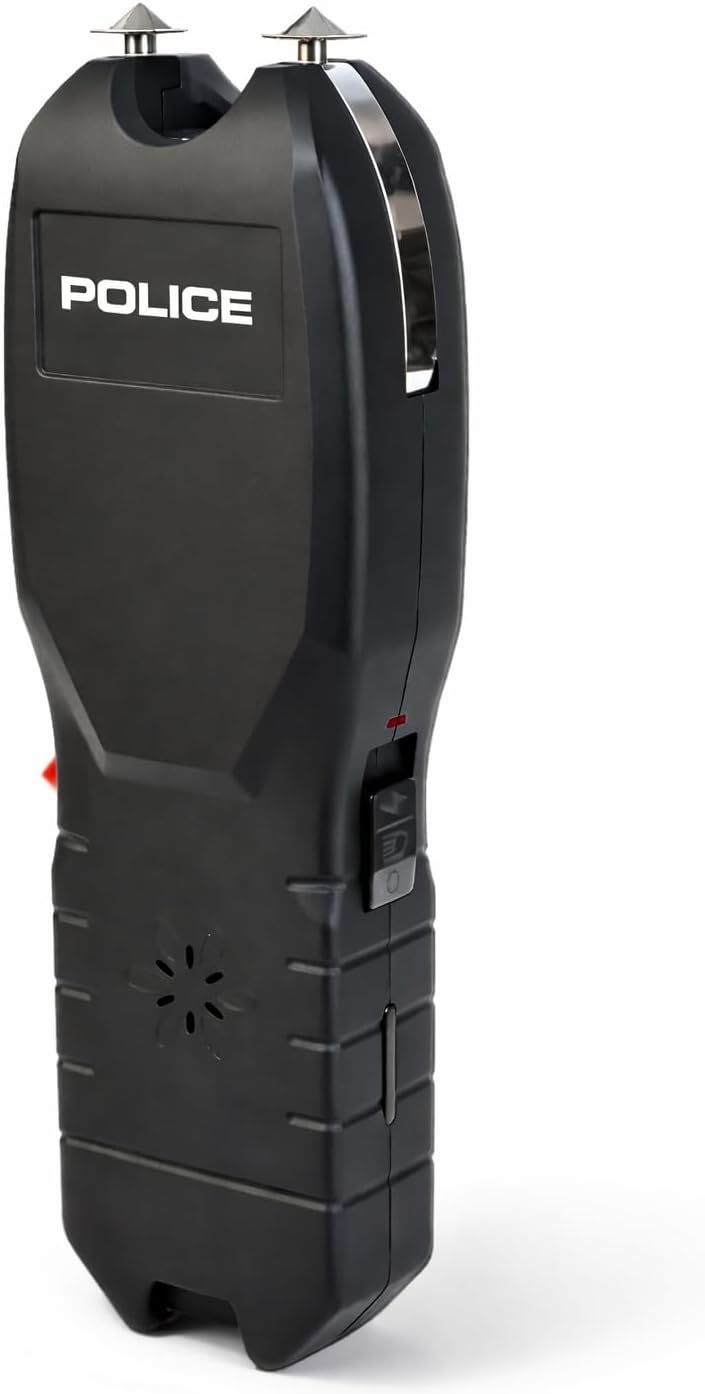 Stun Gun for Self Defense 2101 – High Voltage Rechargeable with LED Flashlight & Siren Alarm – Compact & Heavy Duty – Personal Security for Women & Men – Black