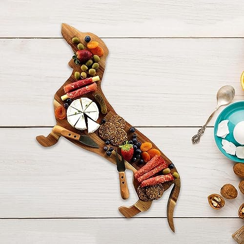 BGFAVCV Speiseteller mit Dackel-Motiv, Käsebrett, Schneidebrett, Charcuterie-Brett, niedliches Weihnachtsessen, einfach zu bedienen, 40 cm