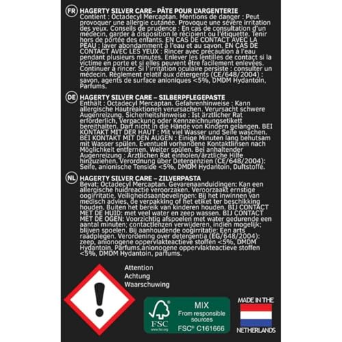 Hagerty Silver Care Silber Paste 185 g I Effiziente Polierpaste zur Reinigung & Pflege von Silber & versilbertem Metall I Silberputzmittel für angelaufene Silberwaren Teller Tabletts I inkl Schwamm