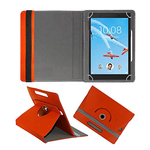 Image of Fastway Rotating Leather Flip Case for Lenovo TAB 4 8 TB-8504X Tablet Cover Stand Black (Orange)