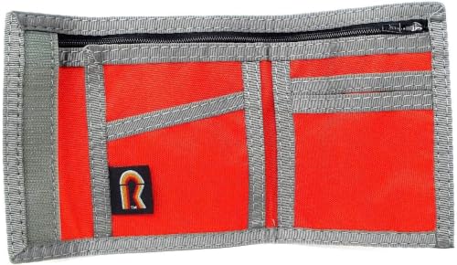 Image of Rainbow of California RFID Protection Original Nylon Bifold Wallet. USA Made (Orange w /Foliage Trim)