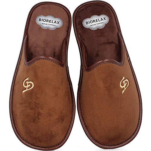 Zapatillas Biorelax - Zapatillas Casa Cuero - Cuero marrón tostado, 43