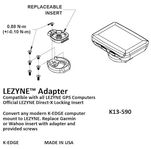 K-EDGE Unissex – Suportes Adaptadores Lezyne Adultos, Anodizado Preto, Tamanho Único