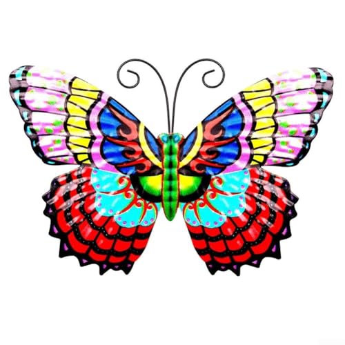 Décoration murale 3D en métal en forme de papillon multicolore pour intérieur ou extérieur, jardin, décoration en métal résistant aux intempéries pour...