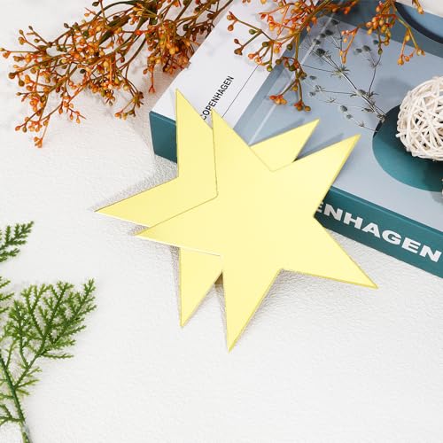 Image of Star Cutouts, 48PCS Gold Five Star, Double Printed Paper, 6 Inch Cardboard, Glitter Stars Decoration for Bulletin Board Classroom Wall Party
