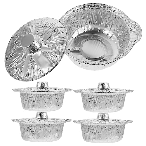 Toddmomy 5 Ensembles Pot Extérieur en Aluminium Plats à Rôtir Jetables Moule à en Aluminium Casseroles Tasse De Ramequin en Aluminium Feuille D'aluminium Pays-Bas Bol en Papier D'aluminium