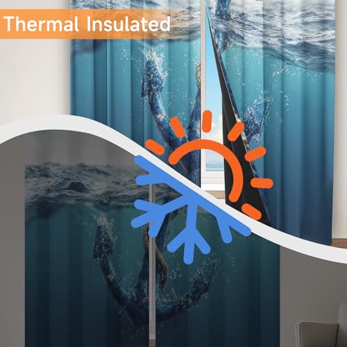 Rideau occultant thermique isolant salon imprimé nautique