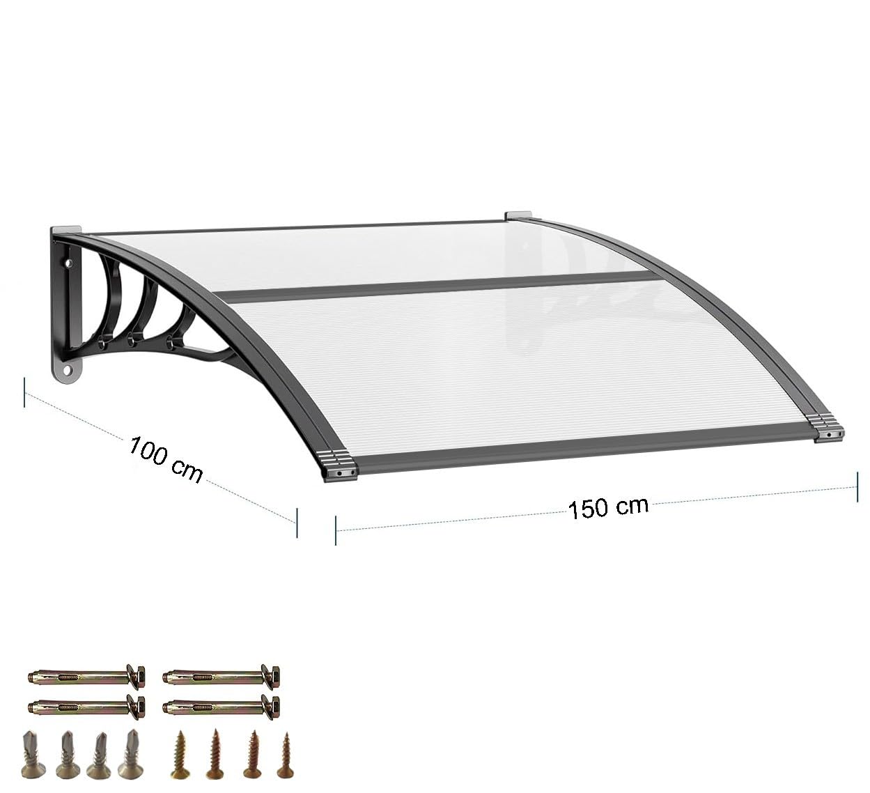 Pensilina Tettoia Modulare 150x100 Cm Tetto Copertura Porta Finestra Esterno Alveolare Trasparente