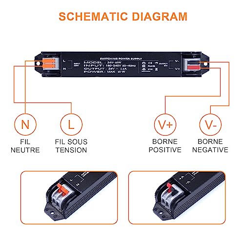 KSIBNW Trasformatore Led 24v 60w 2.6A Alimentatore...