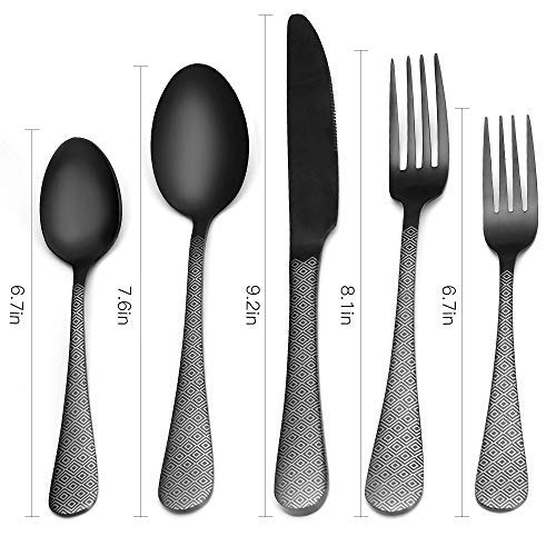 image for Matte Black Silverware Set,SHARECOOK Satin Finish 40-Piece Stainless S