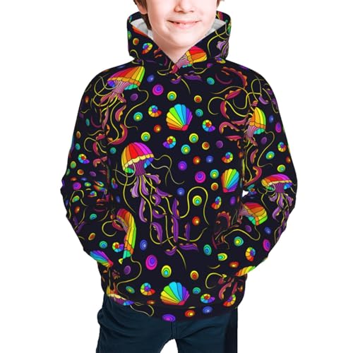 Rainbow Jellyfishes Kids Pullover Hoodies Boys Sweatshirts Girls Athletic Clothes with Pocket2