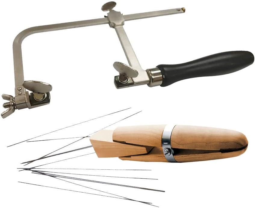 Jewelers Set Saw Frame German Style with Ring Clamp and Dozen Swiss Blades 2/0 Jewelry Making Tools Repair