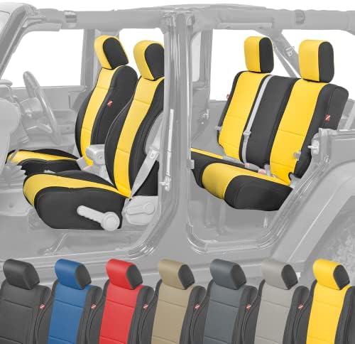 Diver Down Neoprene Seat Cover Set - Fits Jeep JK 2007-2018 Wrangler - Front and Back Seat Set - Waterproof Custom Fit Seat Covers - Fits Jeep Seat Covers Wrangler 4 Door JK - (Yellow, 4DR, 08-10)