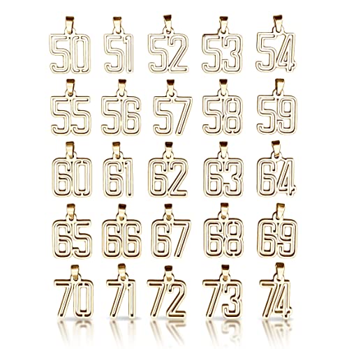 00-99 Varsity Number Pendant With Chain Necklace - 14K Gold Plated Stainless Steel4