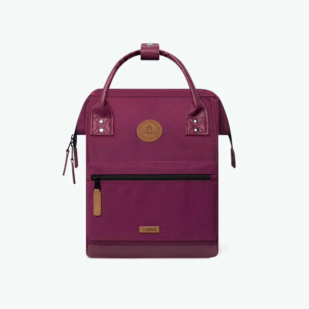 Cabaïa - Zaino Adventurer - Idrorepellente - scomparto per PC fino a 15" - 2 tasche intercambiabili - Vegan certificato - Zaino da viaggio, lavoro e scuola - Rosso