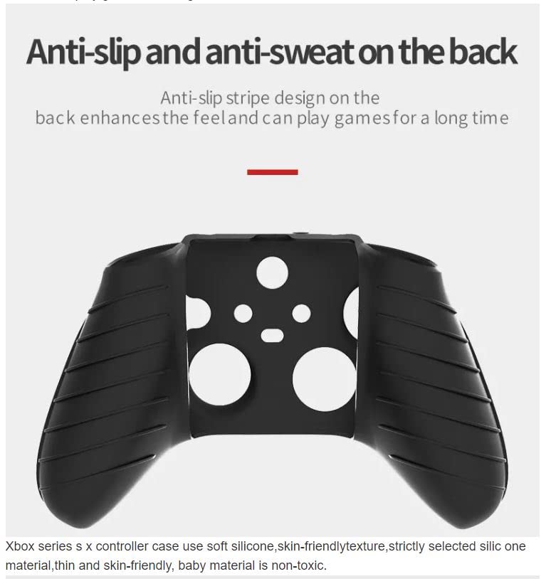 Image of PSS Xbox Series X /S Controller Silicone Cover Embossed Lines Anti-Slip Protective Case Sleeve With Anti-Slip 2 Thumb Grips - Red