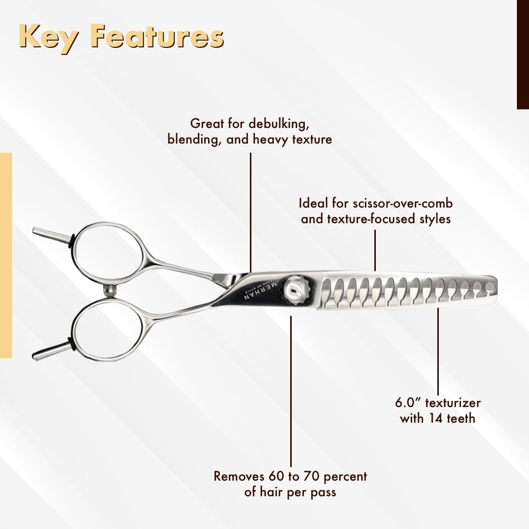 Zenith 14T Professional Hair Thinning Scissors – 14 Tooth Texturizing Shears for Debulking & Blending – Stainless Steel Barber Salon Tool