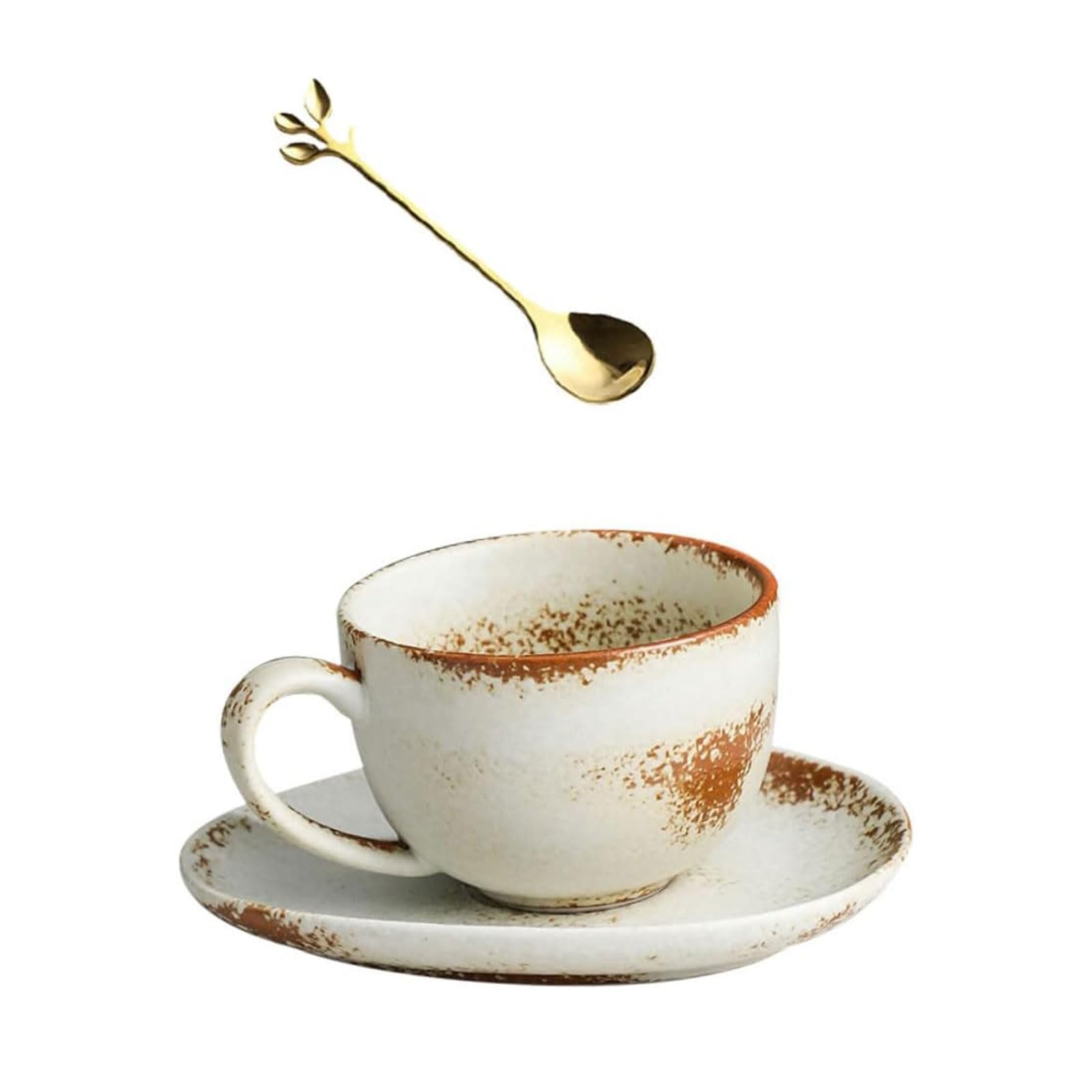 Taza de té 1 Juego de Taza de café, Taza de Leche Mocha, Juego de Platos de cerámica de Estilo Europeo con Mango y platillo Adecuado para cafeterías, restaurantes y hoteles Taza de café