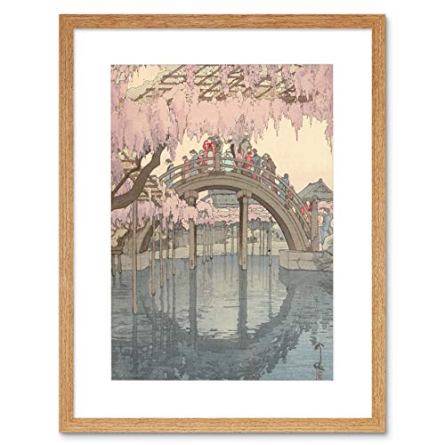 Wee Blue Coo Painting Japanese Garden Bridge Hiroshi Japan Framed Wall Art Print