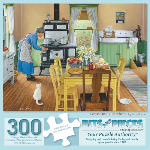 Rompecabezas de 300 piezas para adultos Bits and Pieces 'Cocina de la Abuela' | Rompecabezas de 18" x 24" con piezas grandes, cartón reciclado y colores brillantes, sin ajustes falsos miniatura 1
