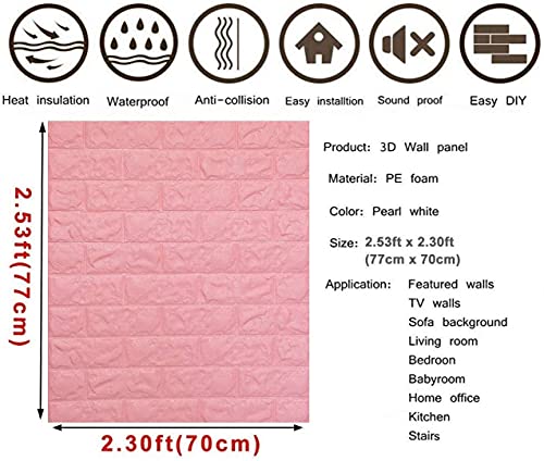 Image of Barebeauty 3D Wall Panel Wallpaper, Self Adhesive PE Foam Brick Sticker, Waterproof Peel & Stick Wall Covering for Home, Bedroom & Living Room Decor, 70 x 77 cm (Pack of 50, 290 Sq. Ft. Approx)