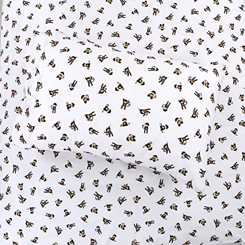 Image of Cozy Line Home Fashions 100 Cotton 3 Piece Toddler Sheet Set, Soft Breathable Crib Bedding Set for Boys Includes a Flat Sheet, a Fitted Sheet, a Pillowcase, Monkey Around Jungle Bananas