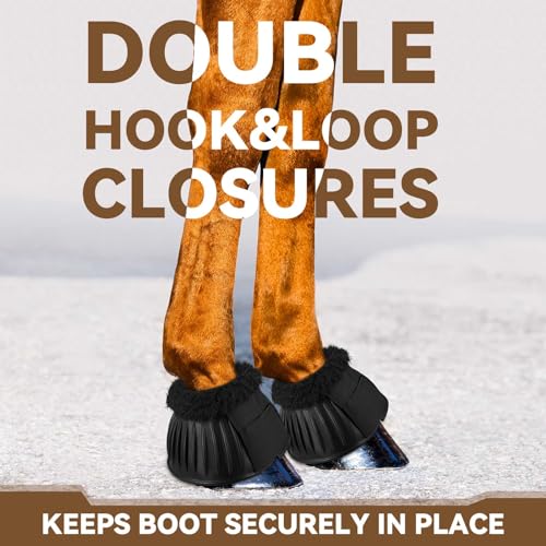 Abbylike 1 Pair Horse Bell Boots Shield Against Hoof Impact Trauma Rubber Bell Boots For Horses Black Horse Boots Horse Care Boots For Turnout No Rub Design Quick Wrap Hook And Loop thumb #2