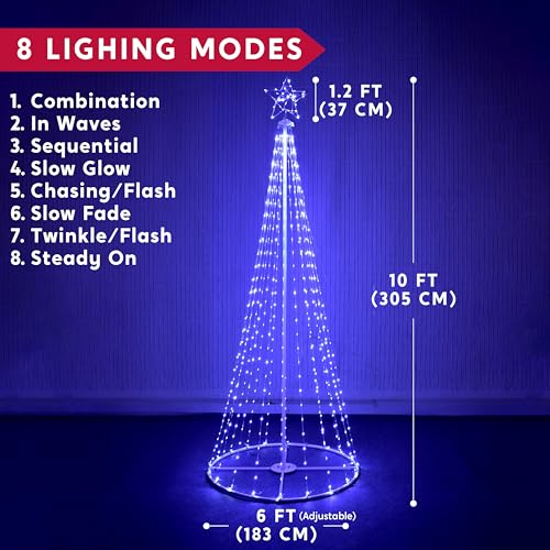 Joiedomi 32124 10 Ft Cone Tree Yard Light Decorations, 560 Led Cool White Lights With Metal Stakes For Indoor Outdoor Garden Holiday Décor thumb #2