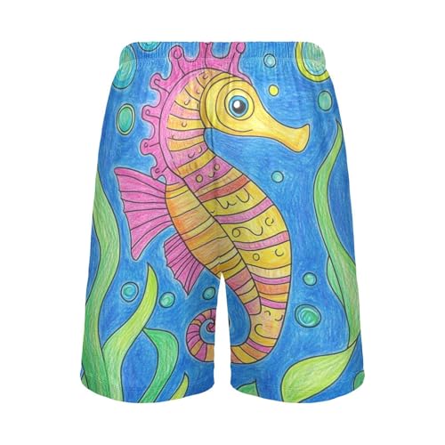 Sinestour Seaweeds Bubbles Blue Pajama Shorts for Men Lounge Pants Pjs Bottoms Mens Pajama Bottoms with Pockets, S-XXL2