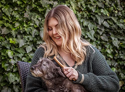 Mikki 6280014 Bambus-Kombibürste für glattes kurzes und mittellanges Fell, Für Hunde und Katzen, Hergestellt aus nachhaltigem BambusFür die Pflege von struppigem Fell, Klein, S, 69 g